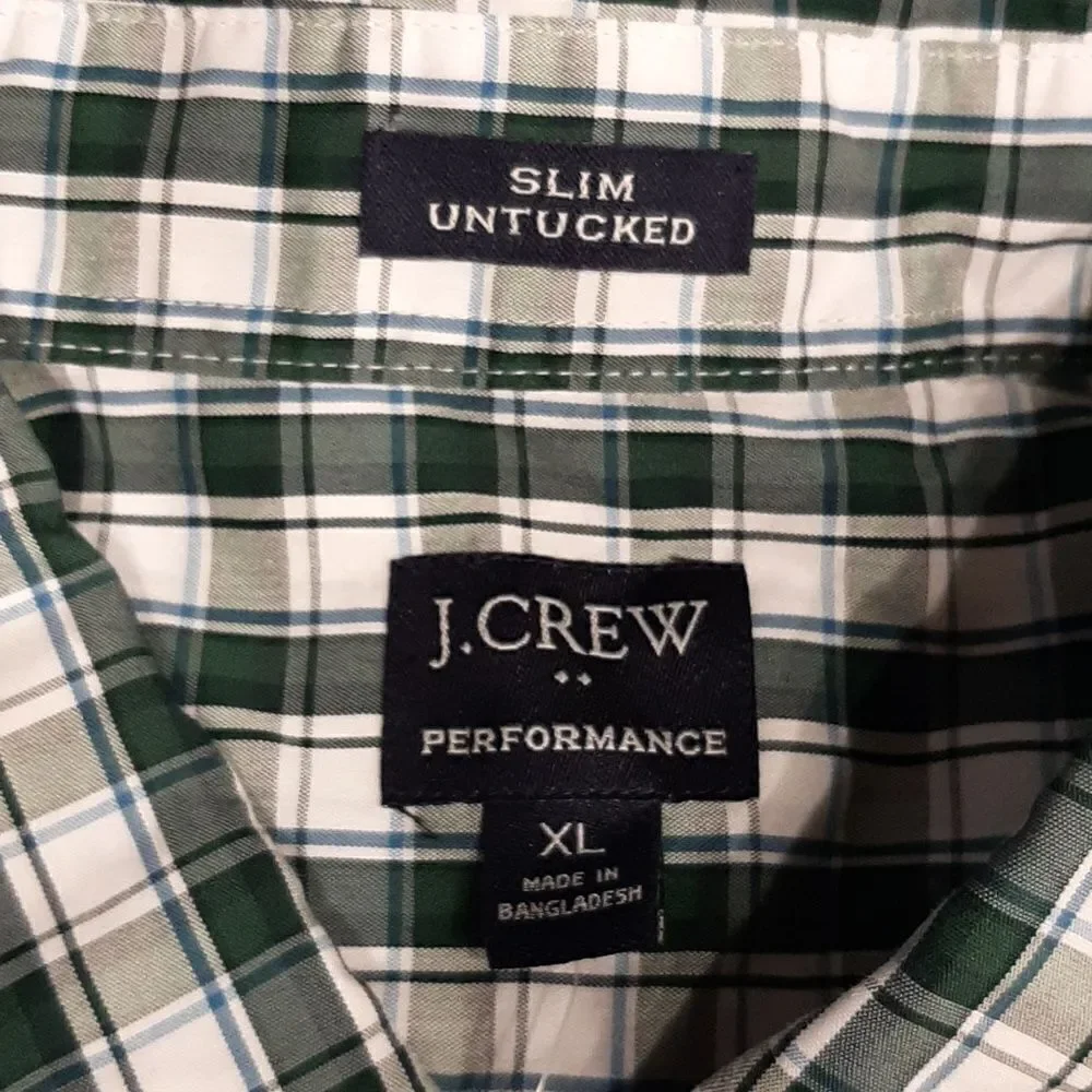 J. Crew Performance Green Checkered Button Down Shirt